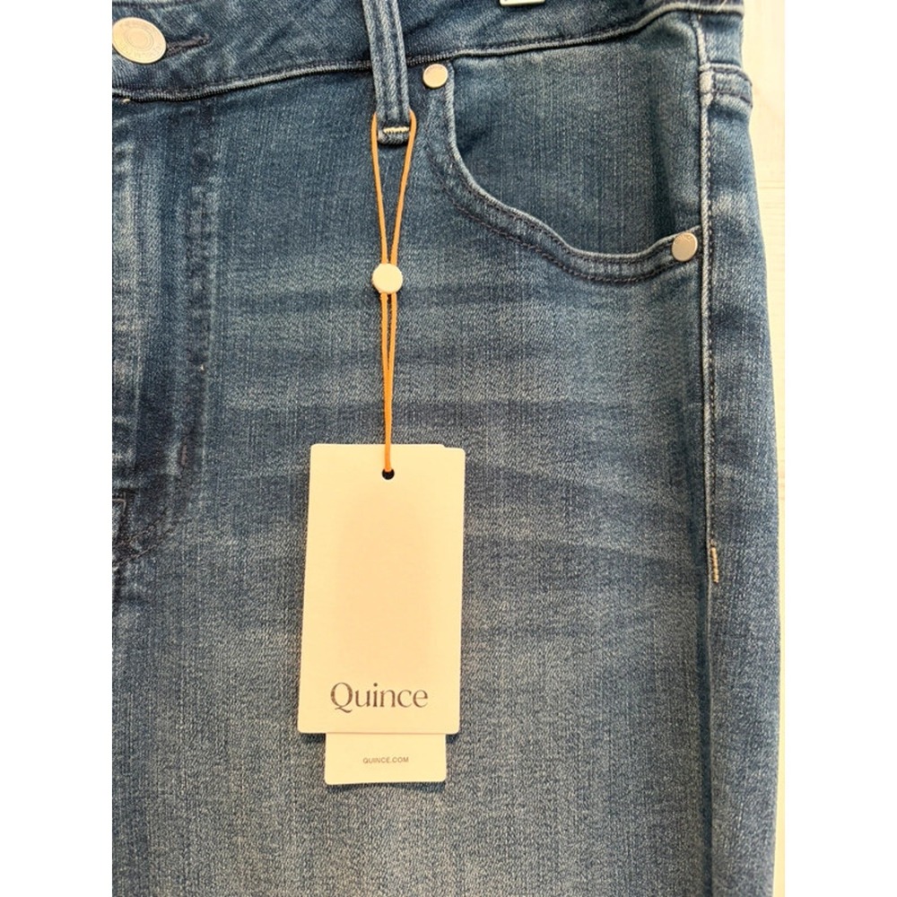 Quince High Rise Skinny Jeans Women 32 Seaside Blue Denim NWT Minimalist Tencel - Picture 5 of 12